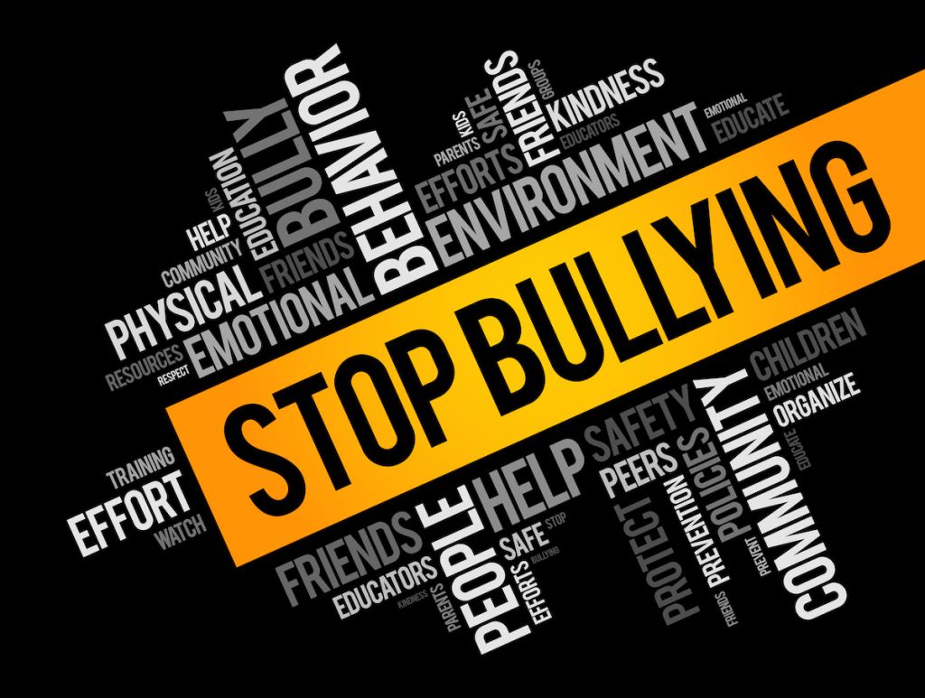 Stop Bullying word cloud collage, social concept background